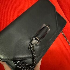Mackage Black Clutch with Chain Detail